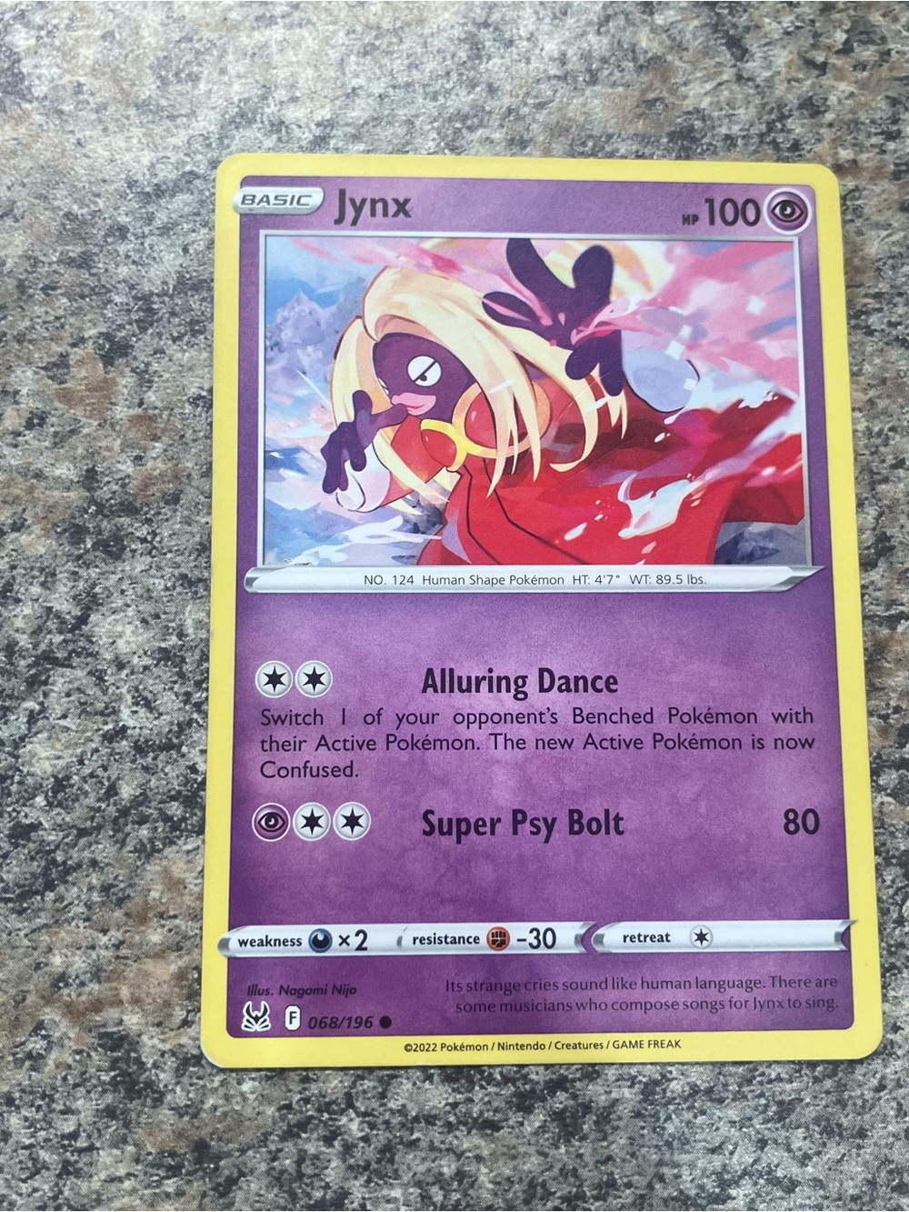 Jynx Pokémon Trading Card - Purple Yellow